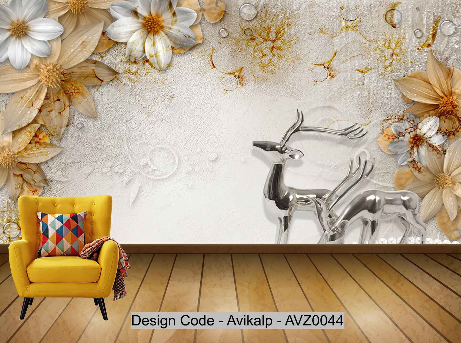 Avikalp Exclusive AVZ0044 3D Beautiful Three Dimensional Flower Silver –  Avikalp International - 3D Wallpapers