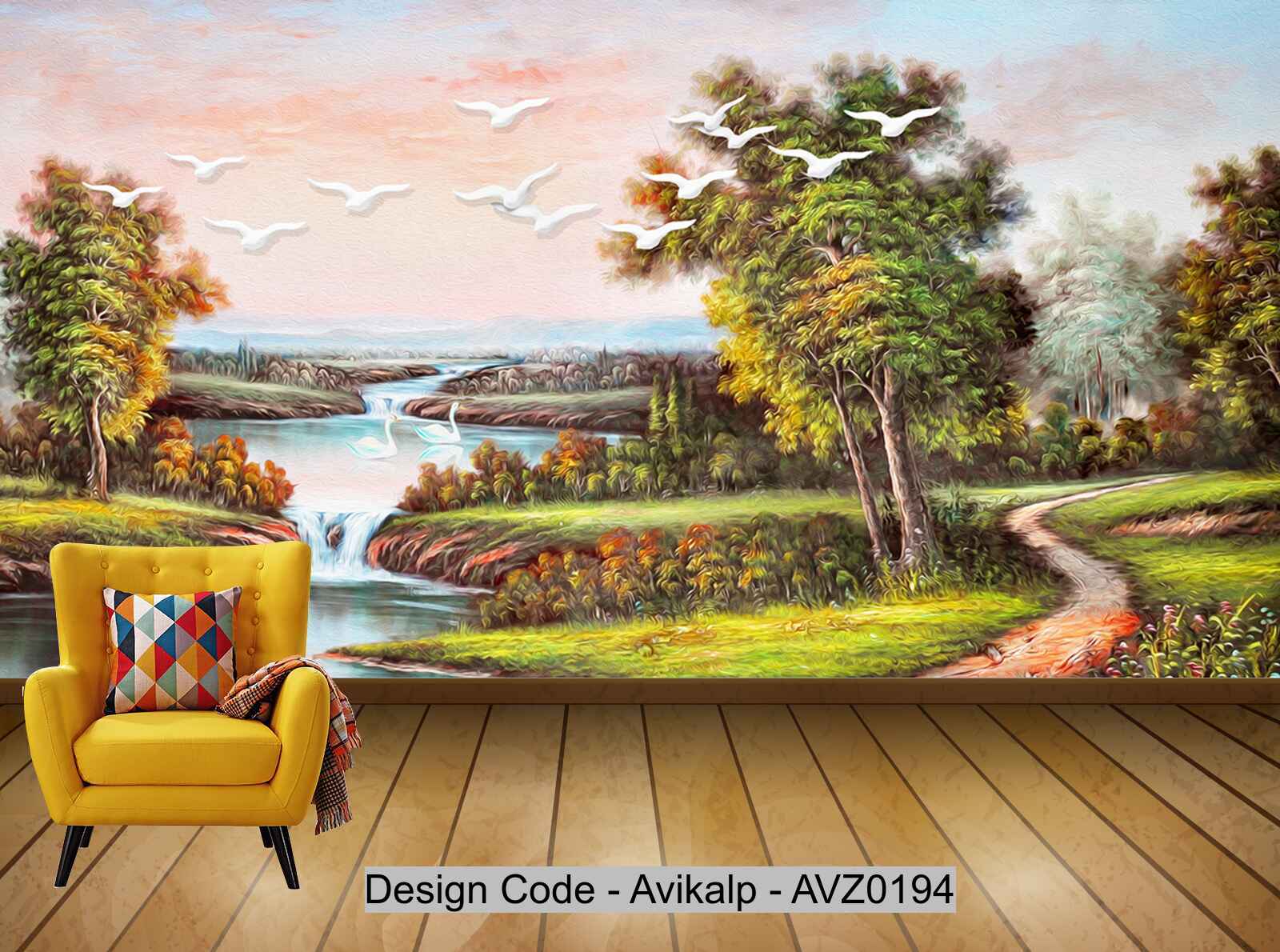 Avikalp Exclusive AVZ0194 Modern Beautiful Landscape Scenery Oil Paint –  Avikalp International - 3D Wallpapers
