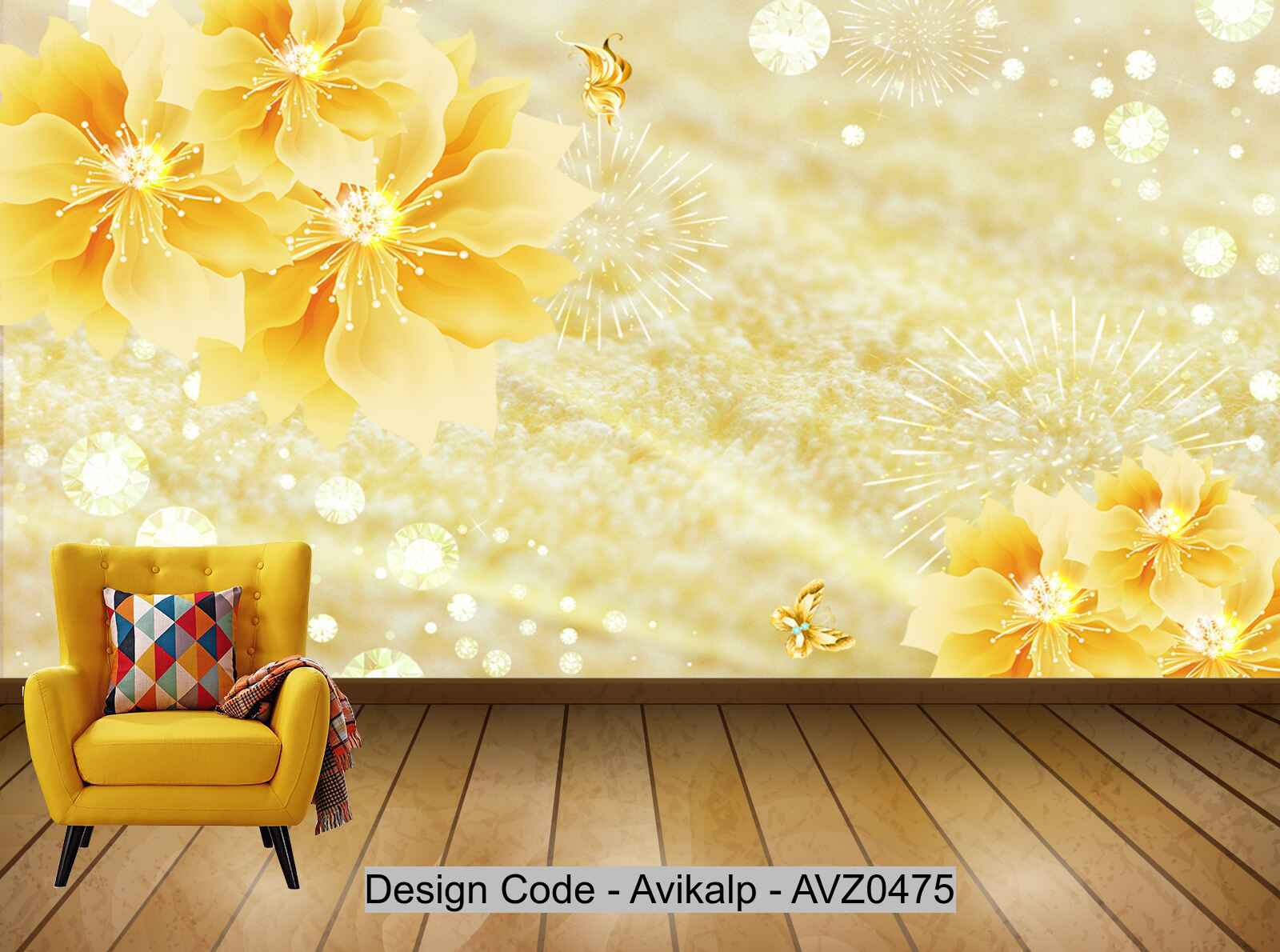 Avikalp Exclusive AVZ0475 Warm Yellow Diamond Yellow Flower Gold Butte –  Avikalp International - 3D Wallpapers