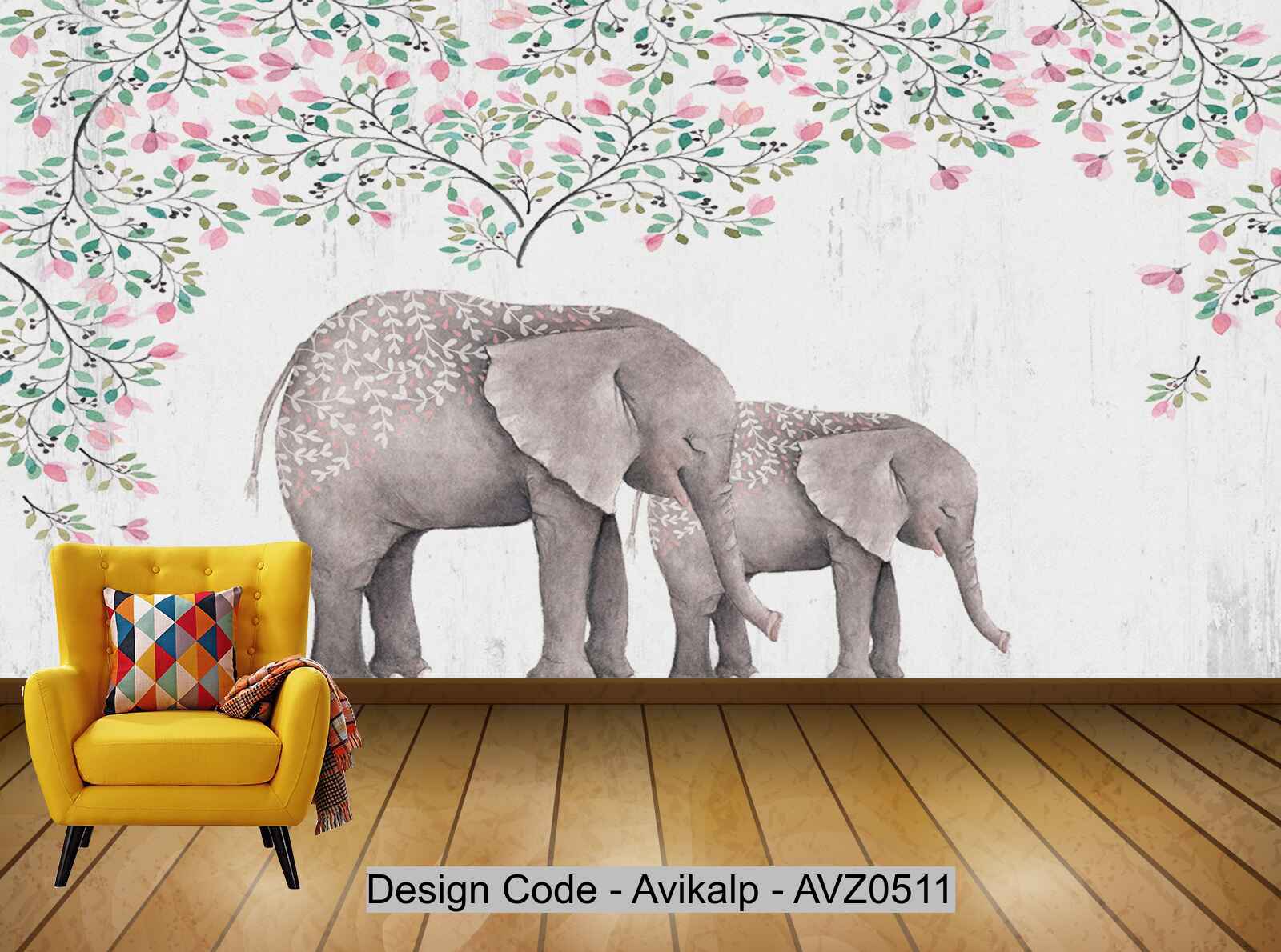 Avikalp Exclusive AVZ0511 Simple Small Fresh Elephant European Tv Back –  Avikalp International - 3D Wallpapers