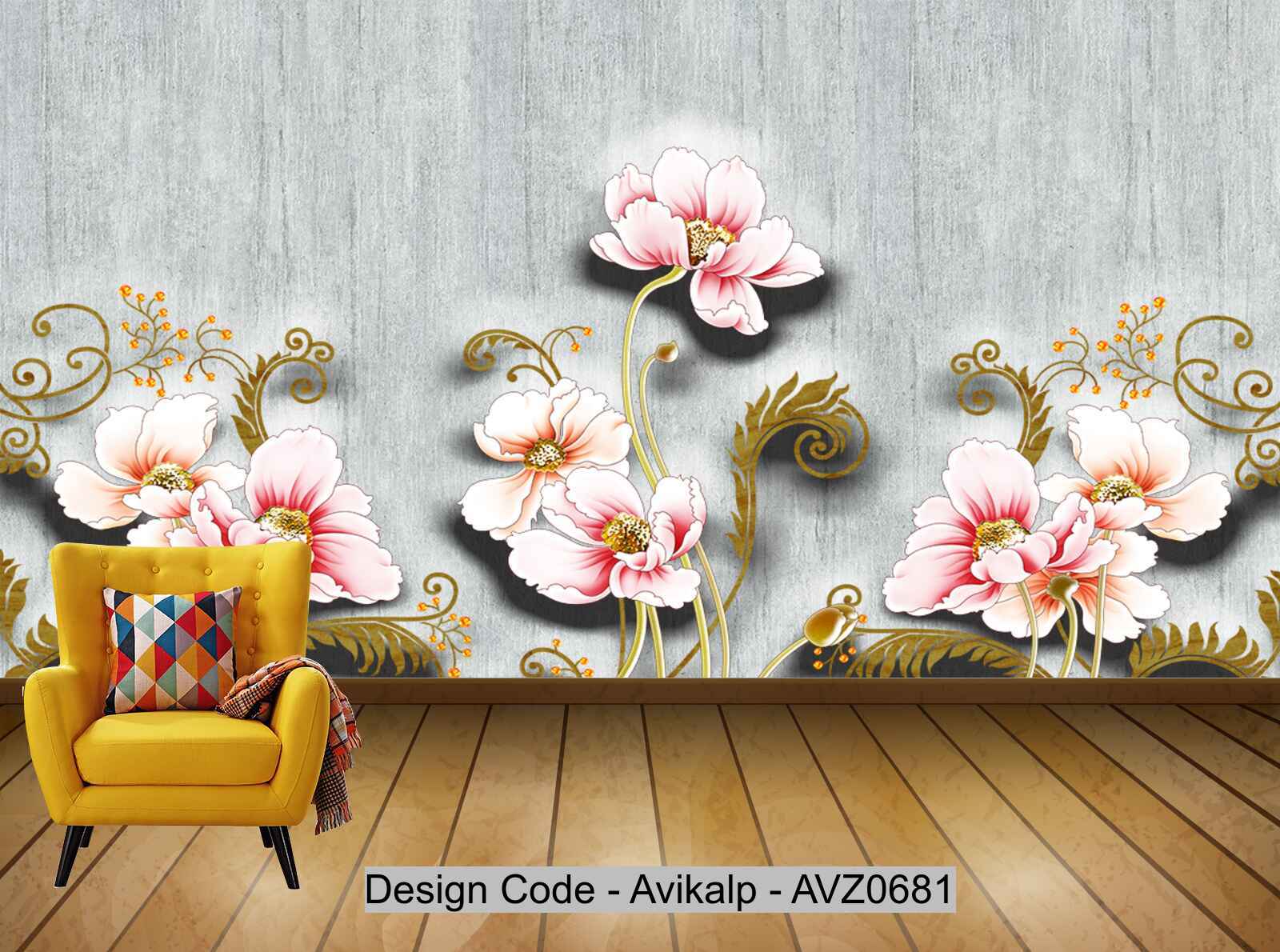 Avikalp Exclusive AVZ0681 Simple And Stylish 3d Carved Peach Flower Mo –  Avikalp International - 3D Wallpapers