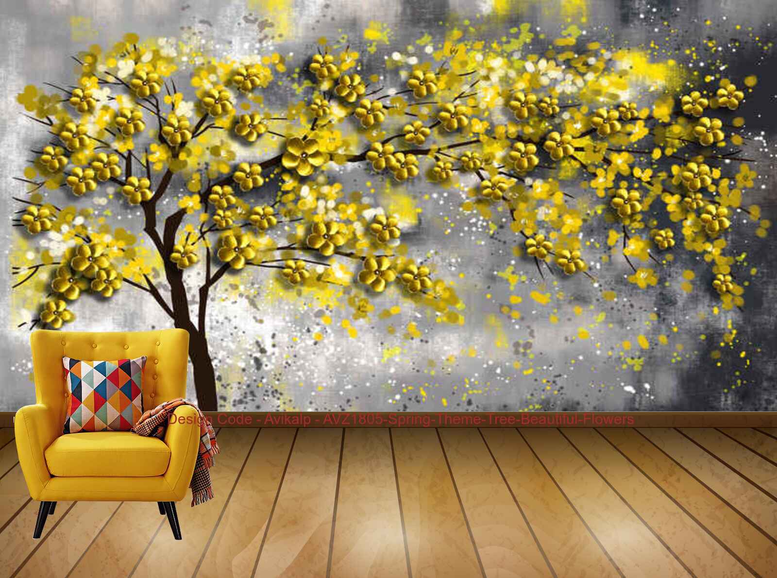 Avikalp Exclusive AVZ1805 Spring Theme Tree Beautiful Flowers HD 3D Wa –  Avikalp International - 3D Wallpapers