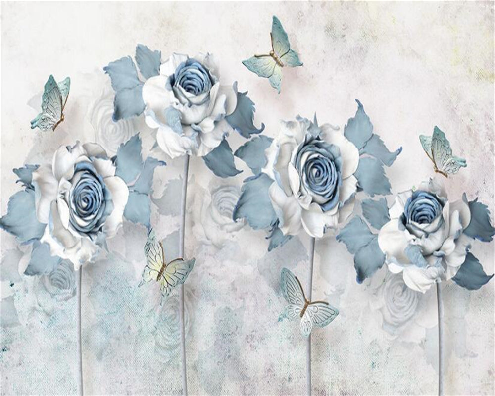 Avikalp Exclusive AWZ0160 3d Wallpaper Light Blue Elegant 3d Flower Bu –  Avikalp International - 3D Wallpapers