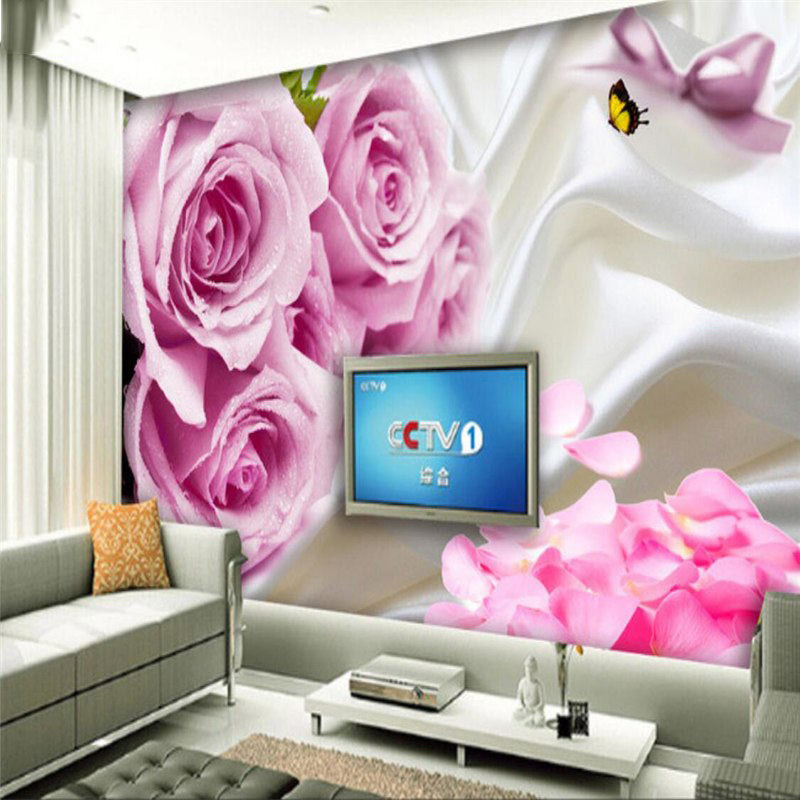 Avikalp Exclusive AWZ0187 3d Mural Beautiful Pink Rose Petal Backgroun