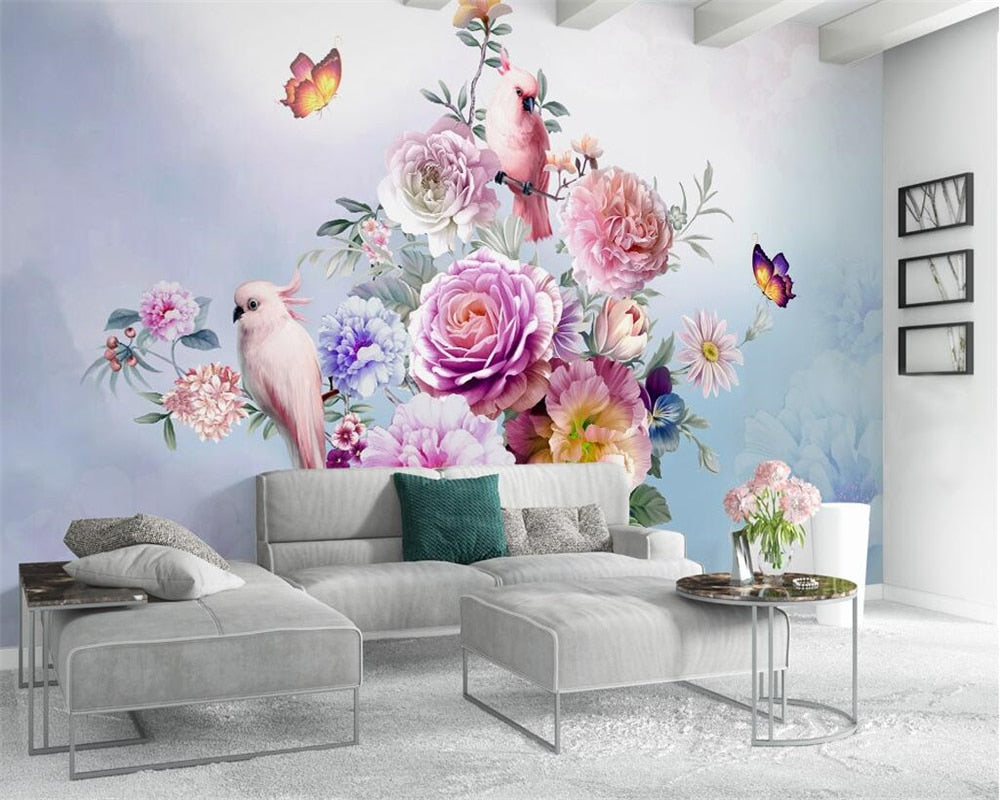 Avikalp Exclusive AWZ0312 3D Wallpaper Vintage Rose Parrot Tv Backgrou –  Avikalp International - 3D Wallpapers