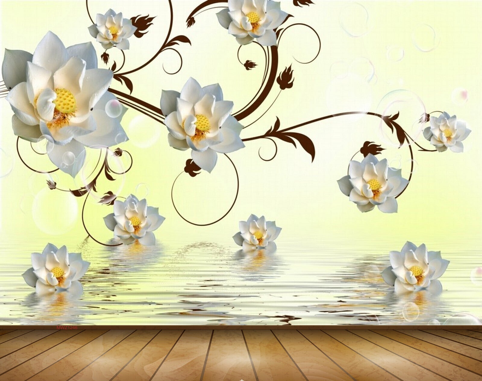 Avikalp MWZ1246 White Yellow Flowers Leaves 3D HD Wallpaper ...