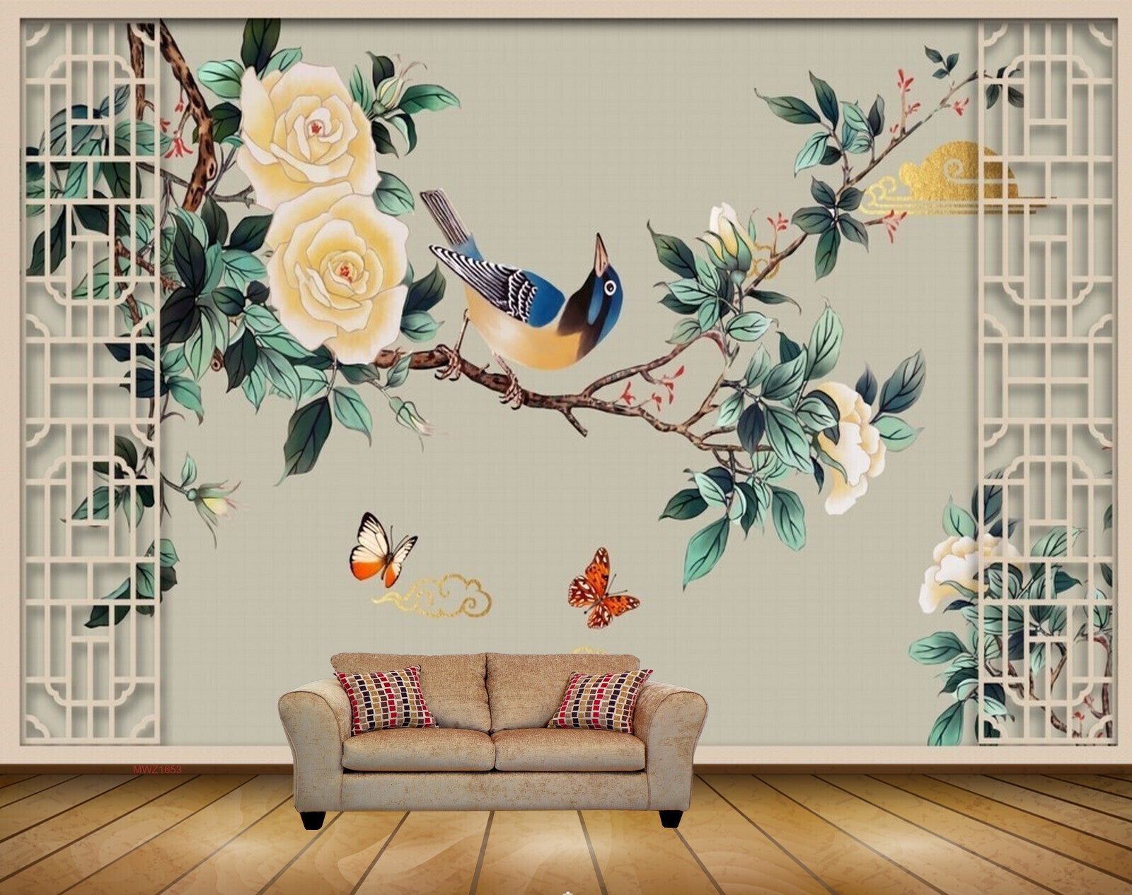 Mystic Walls MWZ0474 White Flowers Birds Butterflies River House HD 3D  Wallpaper for Bedroom Hall4 ft x 3 ft  122 cm x 91 cm  Amazonin  Home Improvement