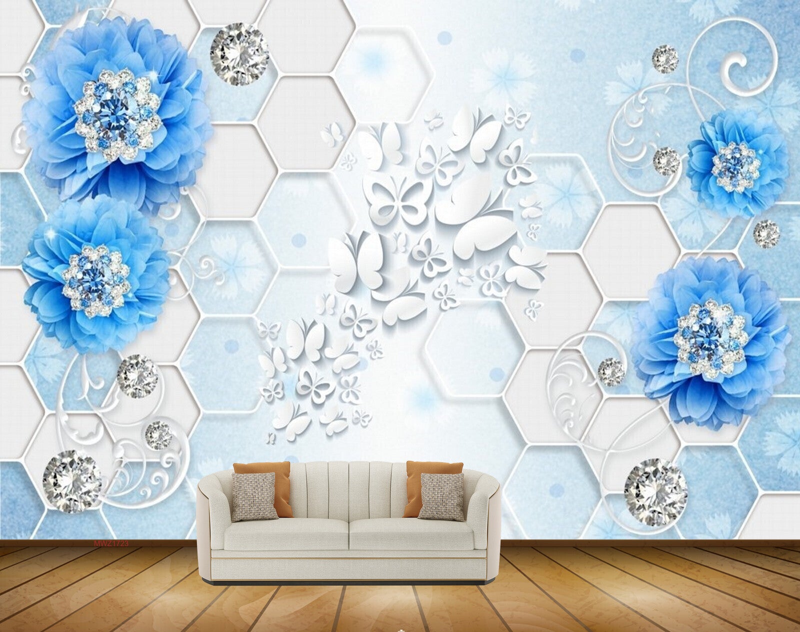 Mystic Walls MWZ0228 White Tulips Blue Flowers HD 3D Wallpaper for Bedroom  Hall4 ft x 3 ft  122 cm x 91 cm  Amazonin Home Improvement