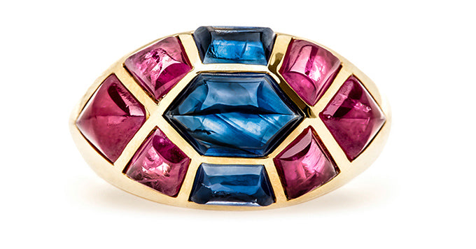 vintage sapphire ruby cocktail ring