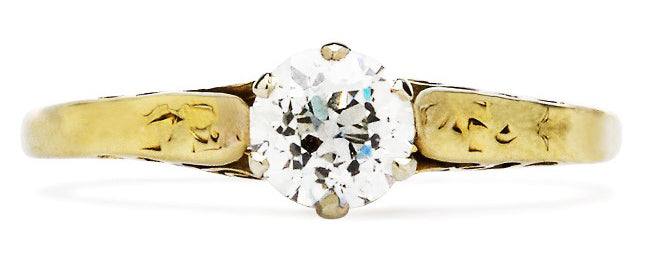 Vintage Antique Gold Solitaire Diamond Engagement Ring | Edwardian Engagement Ring | Foxborough