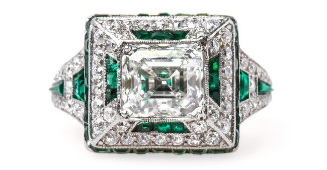 Vintage Art Deco Engagement Ring with Emeralds | Fairmount Park