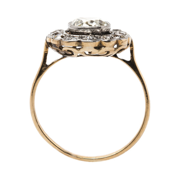 Radcliffe Victorian Era Engagement Ring with Scalloped Halo of Old European Cut Diamonds | Trumpet & Horn