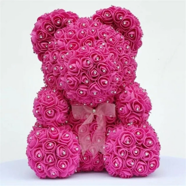 Red Rose Bear Plush Teddy Diamond Black Flower Heart Mothers Day Mom ...