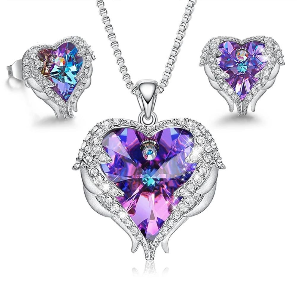 Necklace Swarovski® Earrings Crystal Angel Heart Valentines Day Gift ...