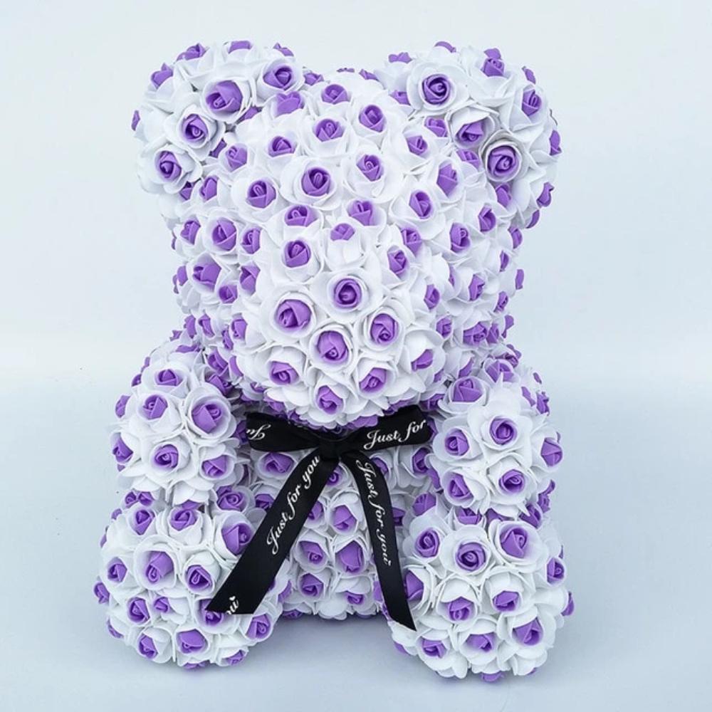 teddy bear roses purple