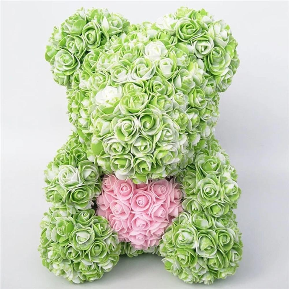 green rose teddy bear