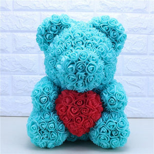 blue rose teddy bear