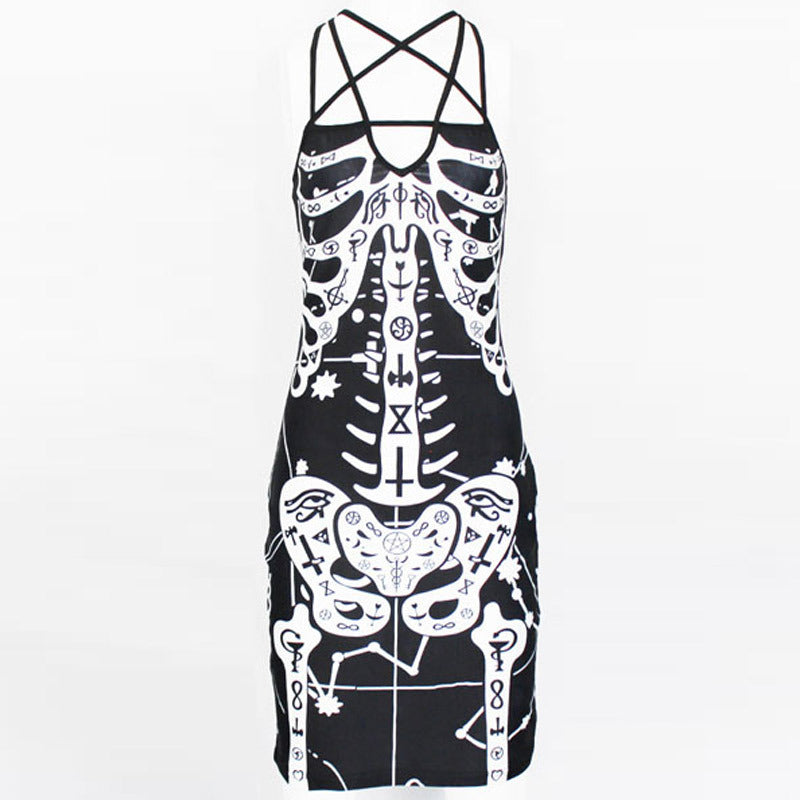 Pentagram Skeleton Occult Dress Halloween Goth Bone Costume Satanist ...