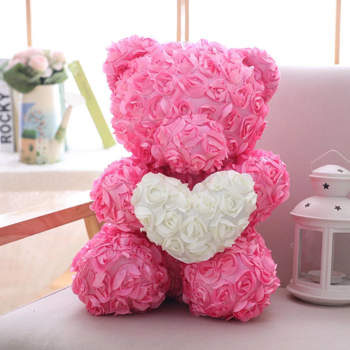 Enchanted Rose Teddy Bear Plush Mom Heart Mothers Day Heart Flower ...