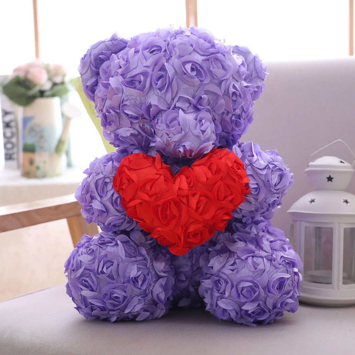 Enchanted Rose Teddy Bear Plush Mom Heart Mothers Day Heart Flower ...