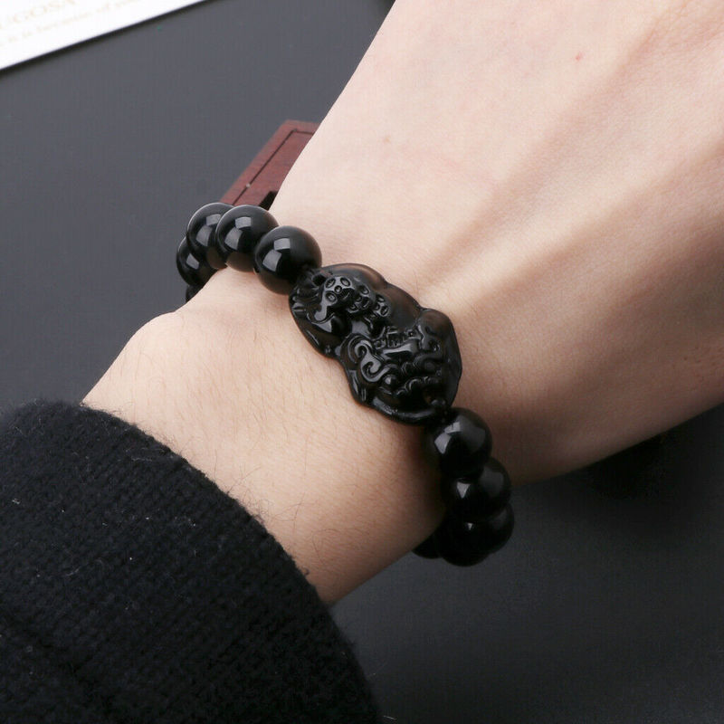 feng shui pixiu obsidian ring