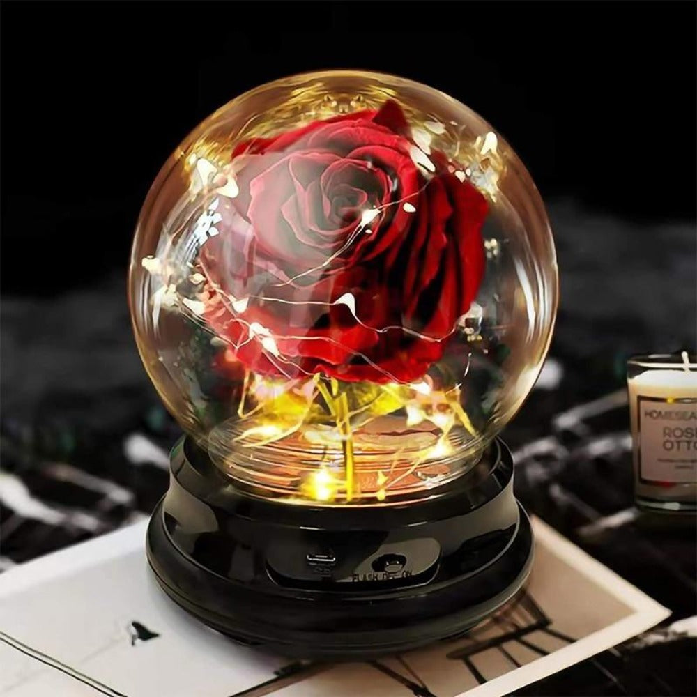 Crystal Ball Enchanted Red Rose LED Beauty & Beast Glass Halloween ...