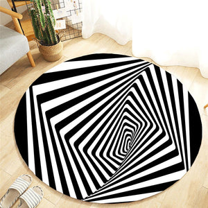 3d Vortex Portal Carpet Optical Illusion Round Rug Worm Hole Tunnel Bw Dan S Collectibles And More