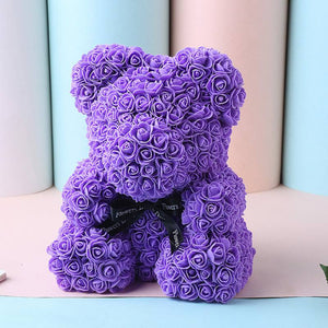 rose teddy bear purple