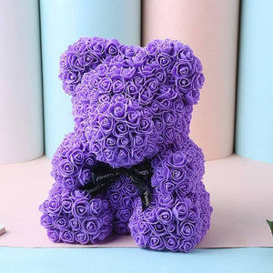 teddy bear roses purple