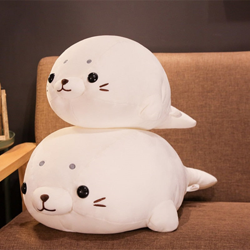 white stuffed seal