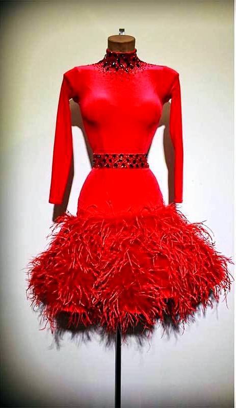 red ballroom dance dress