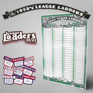 Retro 1950's style England & Scotland Football League 2022/23 Season League Ladders