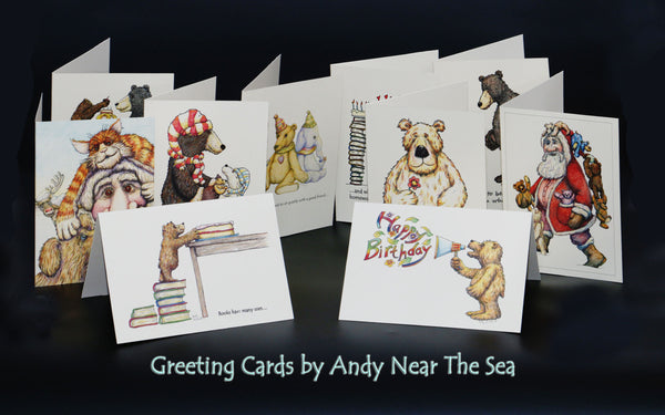 Hand Drawn and Home Printed Greeting Cards by Andy Near the Sea, Andy Cunningham