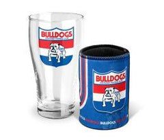 AFL Shop Western Bulldogs pint glass and can cooler set