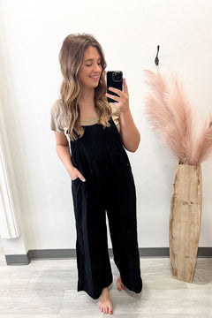 Black Linen Overalls