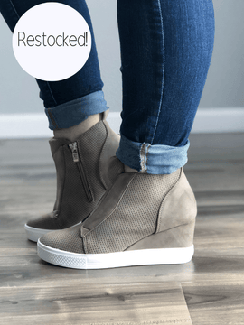Taupe Wedge Sneaker