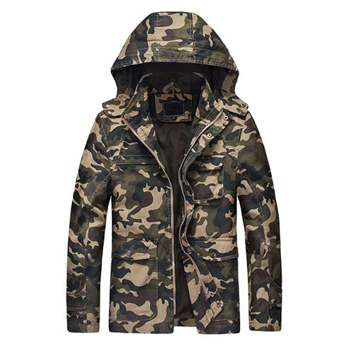 Military Camouflage Hooded Cargo Jacket for men - wanahavit