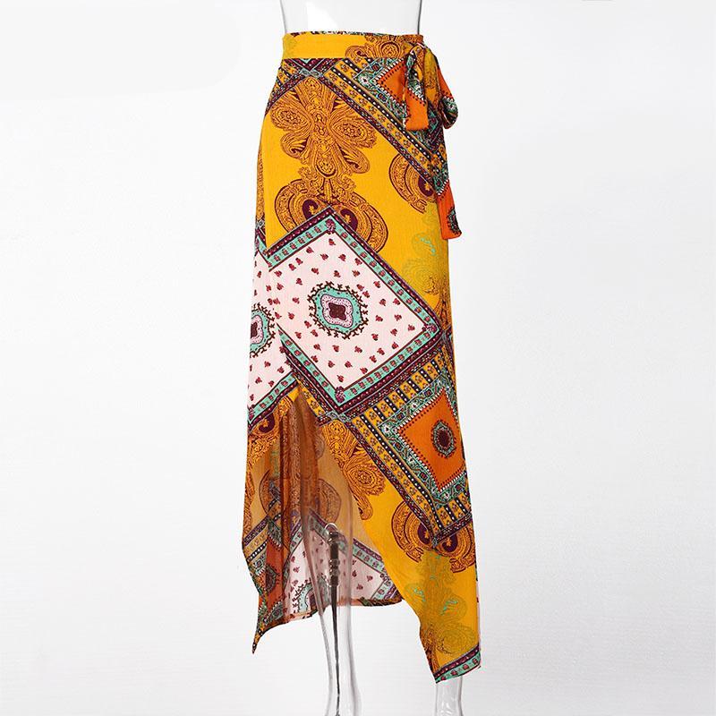 Floral Print Long Open Slit Skirt for women - wanahavit