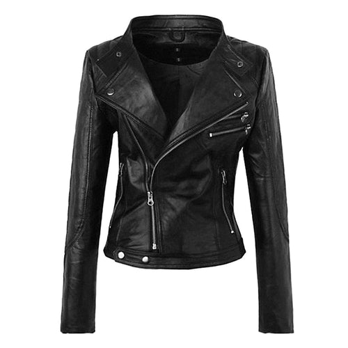 Gothic Motorcycle Faux Leather Pu Jacket For Women Wanahavit 5212