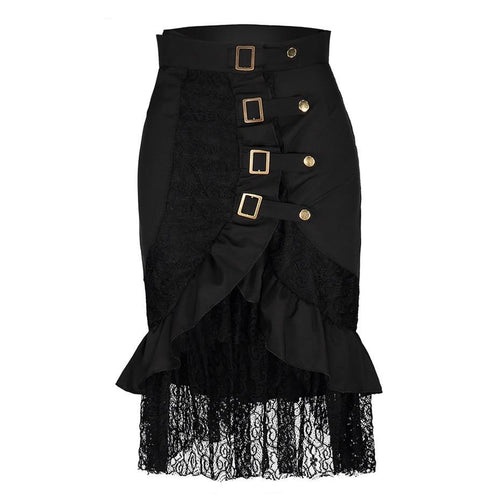 Asymmetrical Lace Up Patchwork Gothic Skirt for women - wanahavit