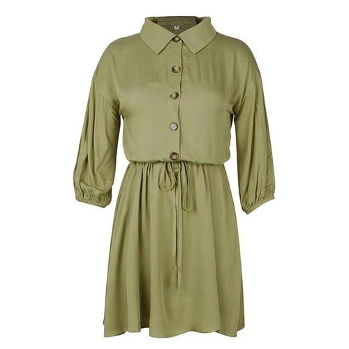 Casual Lace Up Elegant A-line Buttons Mini Office Dress – wanahavit