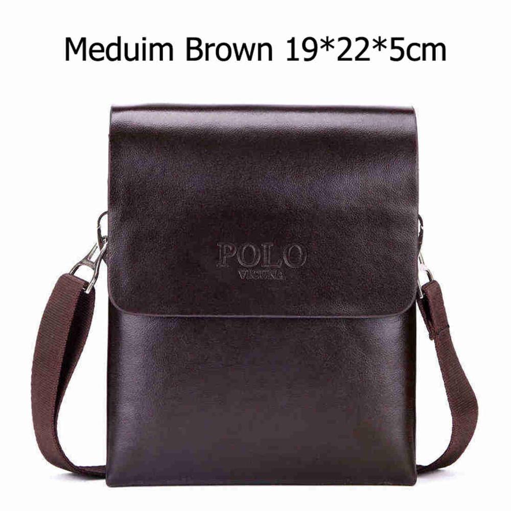 Solid Double Pocket Soft Leather Shoulder Bag for men - wanahavit ...