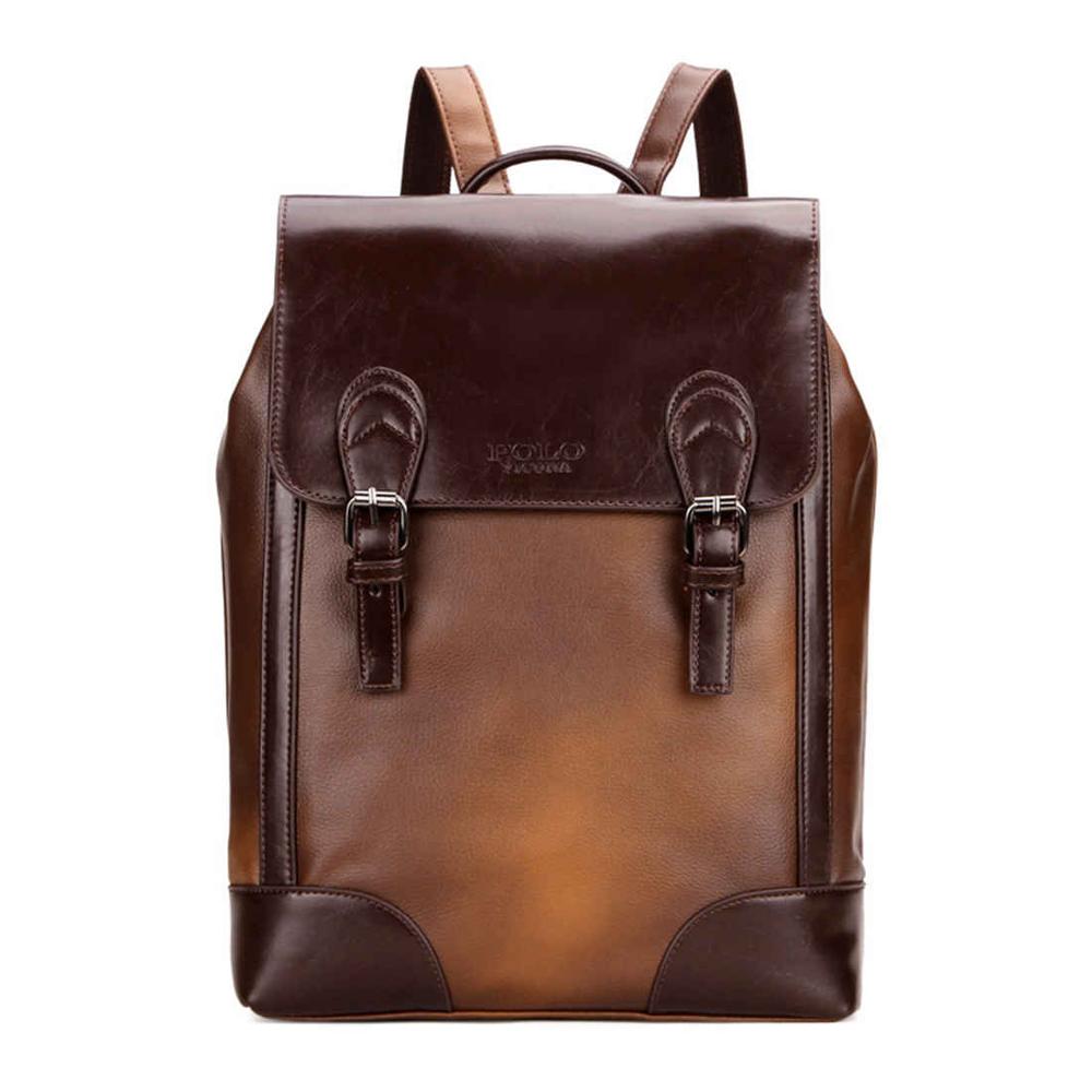 Vintage Gradient Brown Leather Backpack for unisex - wanahavit