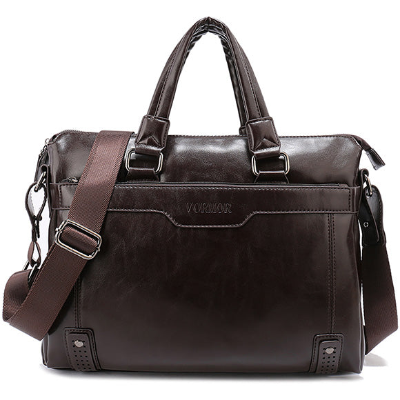 Hollow Bottom Decor Leather Briefcase for men - wanahavit