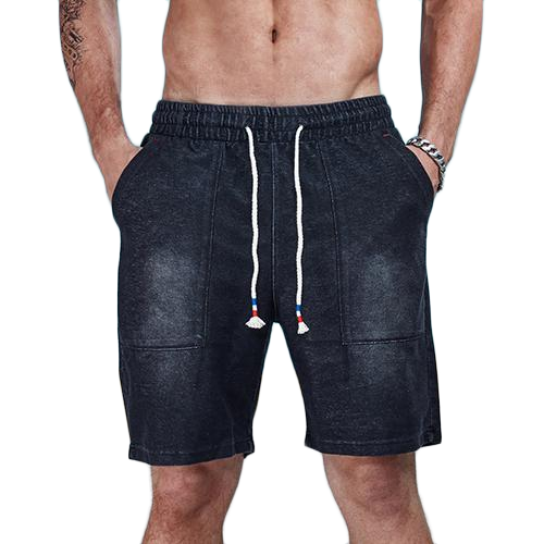 denim jogger shorts