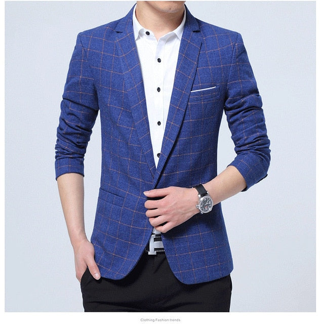 Lattice Plaid and Striped Business Slim Fit Blazers for men sale at 59. ...