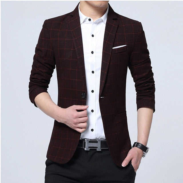 Lattice Plaid and Striped Business Slim Fit Blazers for men sale at 59. ...