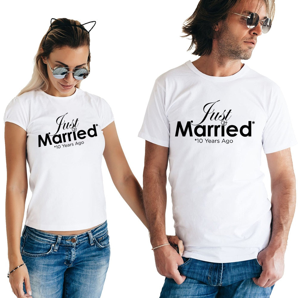 Just Married 10 Years Ago Matching Couple Tees for unisex sale at 16.49 ...