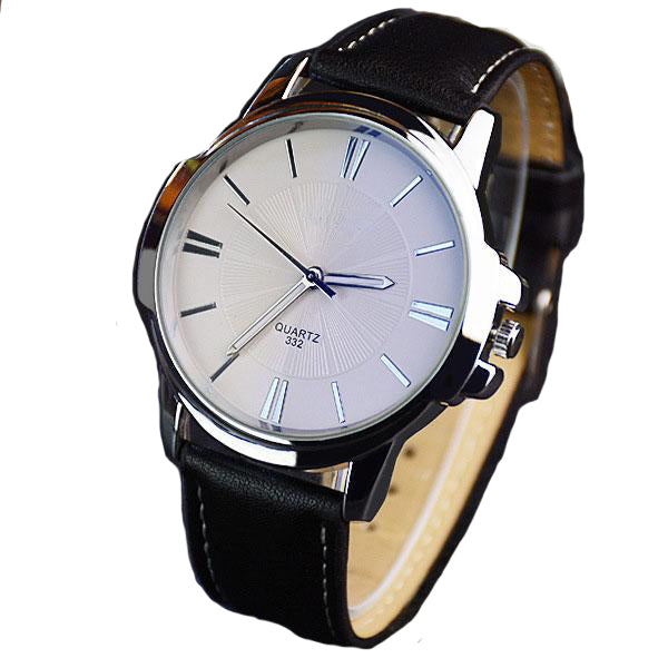Luxury Business Leathered Wristwatch-unisex-wanahavit-Black white-wanahavit
