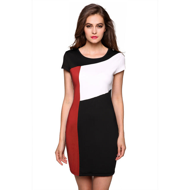 Three Color Slice Accent Summer Slim Fit Dress for women - wanahavit